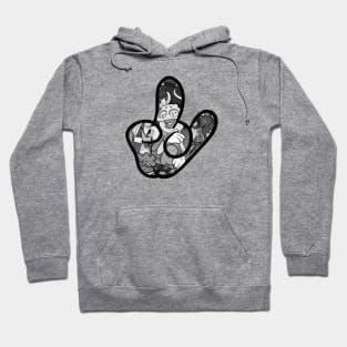 Cool rock and roll hand gesture logo drawing Hoodie